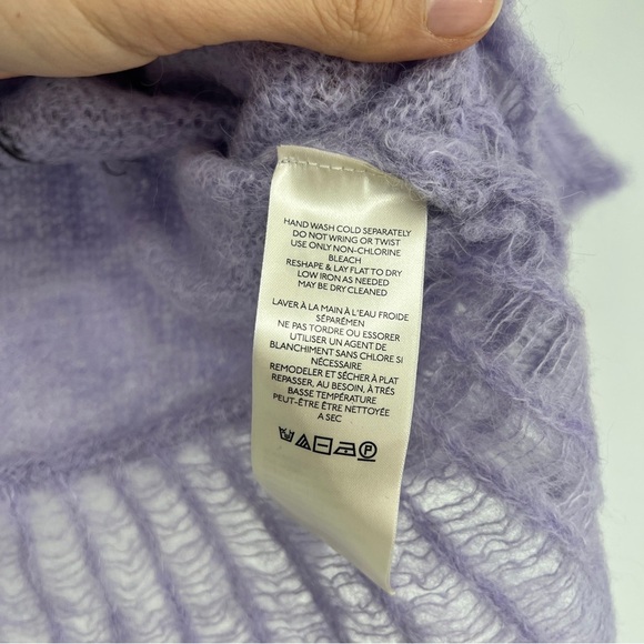 Free People Purple Embroidered Alpaca Blend Cropped Pointelle Knit Sweater S NWT - Picture 8 of 10